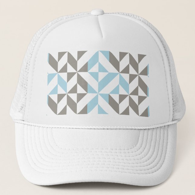 Blau und Silber Geometric ZigZag Truckerkappe (Vorderseite)