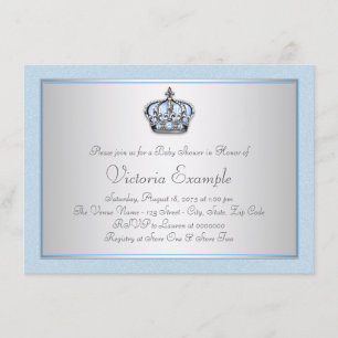 Blau und Silber Prinz Baby Shower Einladung