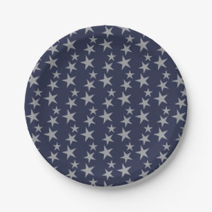 Blau-und Silber-Stern-Pappteller Pappteller