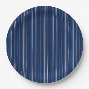 Blau und Silber Streifen 9" Teller