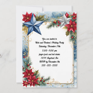 Blau und Silber Weihnachtsstars Einladung