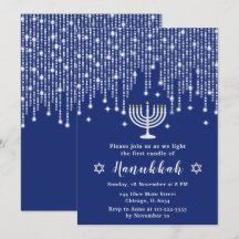 Blau- und Silberreihenleuchten Hanukkah-Party