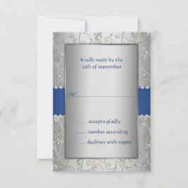 Blau und Silberwirbel für Hochzeitsszenarien RSVP Karte