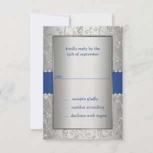 Blau und Silberwirbel für Hochzeitsszenarien RSVP Karte
