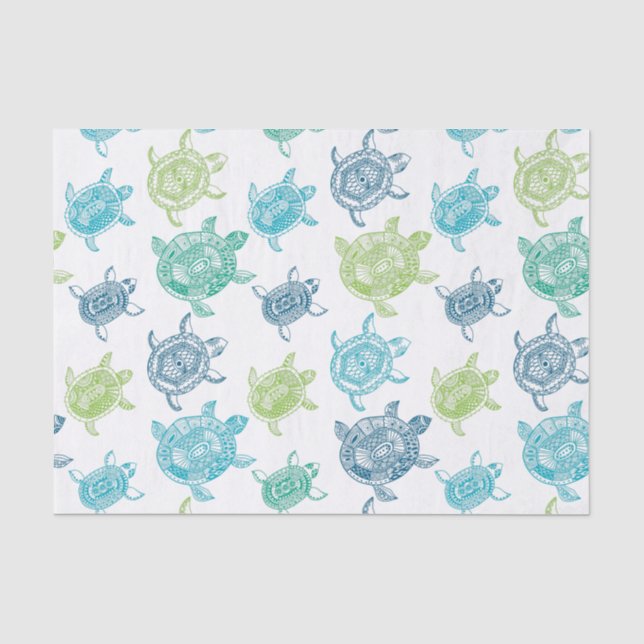 Blau und Suppenschildkröten Seidenpapier (Vorderseite)