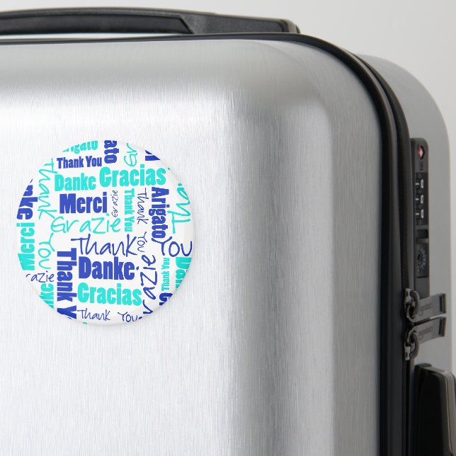 Blau und Türkis | Danke Word Cloud Magnet (In Situ (Gepäck))