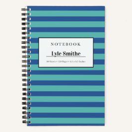 Blau und Türkis gestreiftes personalisiertes Notiz Notizbuch