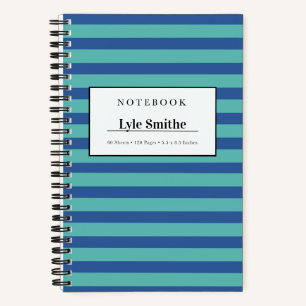 Blau und Türkis gestreiftes personalisiertes Notiz Notizbuch