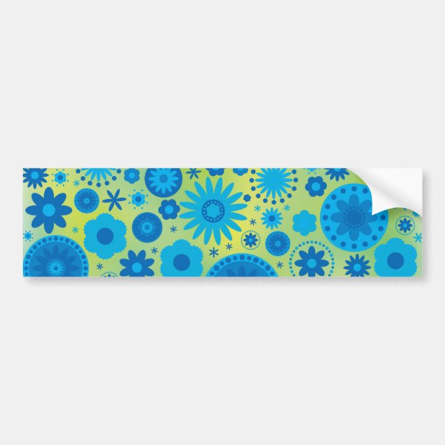 Blau-und Türkis-Hippy Blumen-Muster Autoaufkleber (Vorne)
