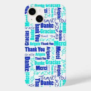 Blau und Türkis Vielen Dank Word Cloud Case-Mate iPhone Hülle