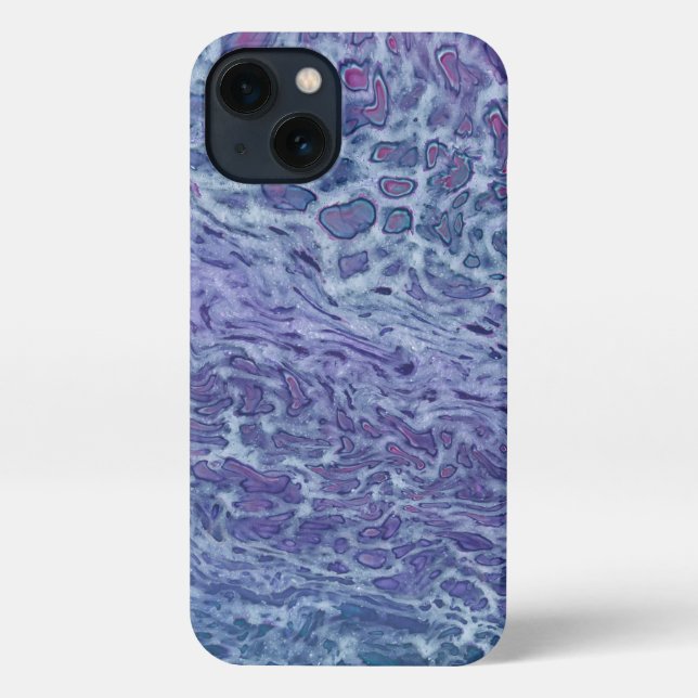 Blau und Violett Akryllische Abstrakte Fluid Art iPhone Hülle (Rückseite)
