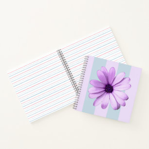 blau und violett gestreiftes Gänseblumenmuster Notizbuch