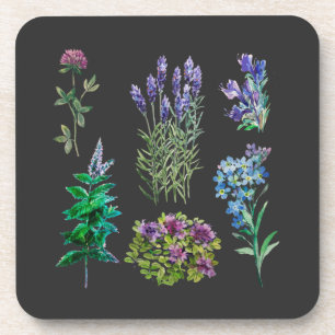 Blau- und violette Blumen in Aquarellen Getränkeuntersetzer