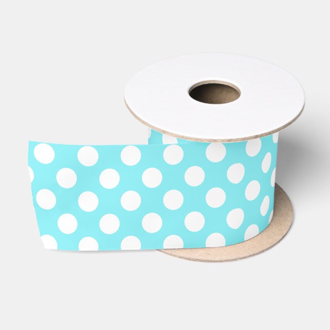 Blau und weiß 50. Geburtstag Polka Dots Satinband (Spule)