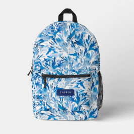 Blau und Weiß Abstrakt Bedruckter Rucksack
