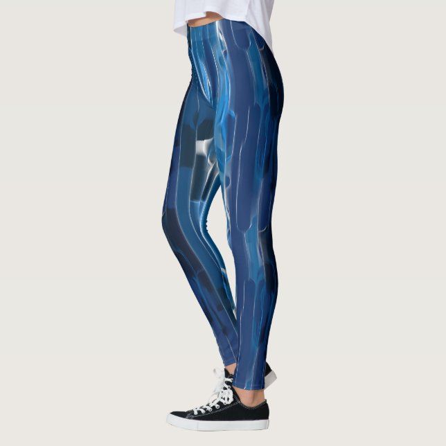 Blau und Weiß Abstrakt Leggings (Links)