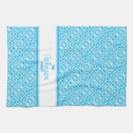 Blau und Weiß Abstrakt mit Namen Geschirrtuch