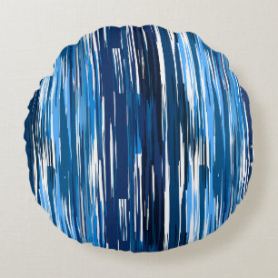 Blau und weiß abstrakt rundes kissen