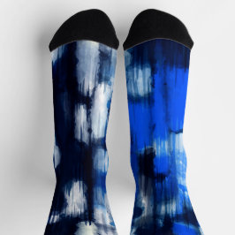 Blau und Weiß abstrakt Socken