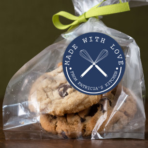 Blau und Weiß aus der Küche mit Liebe Runder Aufkleber