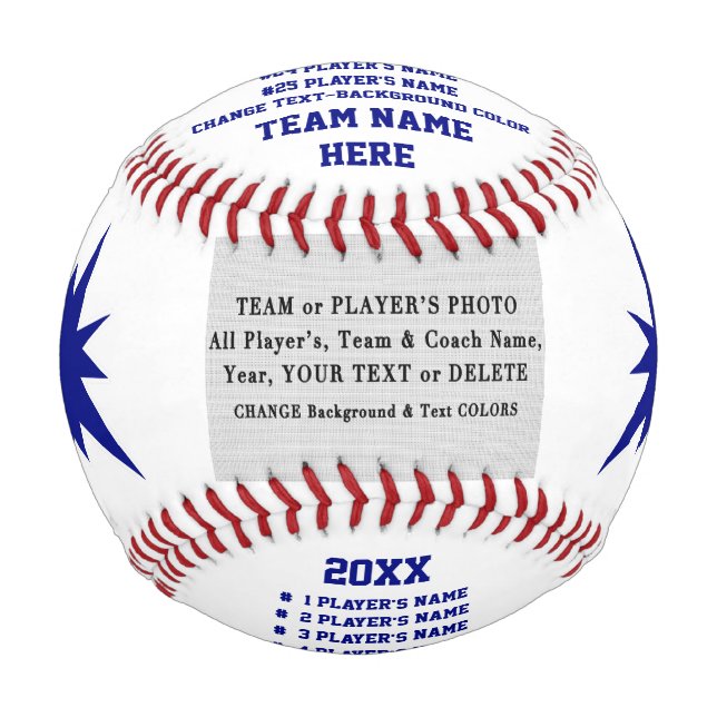 Blau und Weiß, beste Baseballcoach-Geschenke, Foto Baseball (Vorderseite)
