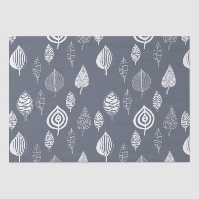 Blau-und Weiß-Blätter Seidenpapier (Vorderseite)