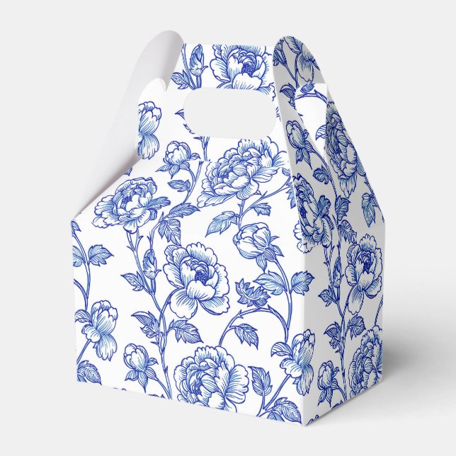 Blau und Weiß Chinoiserie Blume Geschenkschachtel (Vorderseite)