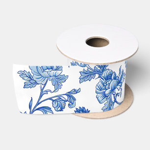 Blau und Weiß Chinoiserie Bridesmaid Geschenk Satinband