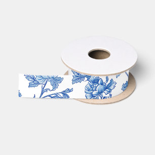 Blau und Weiß Chinoiserie Bridesmaid Geschenk Satinband