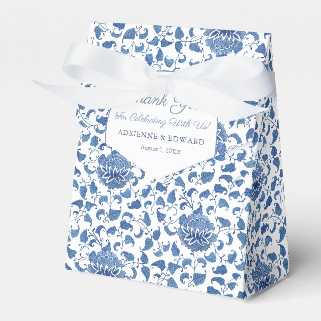Blau und Weiß Chinoiserie Chic Polterabend Geschenkschachtel (Vorderseite)