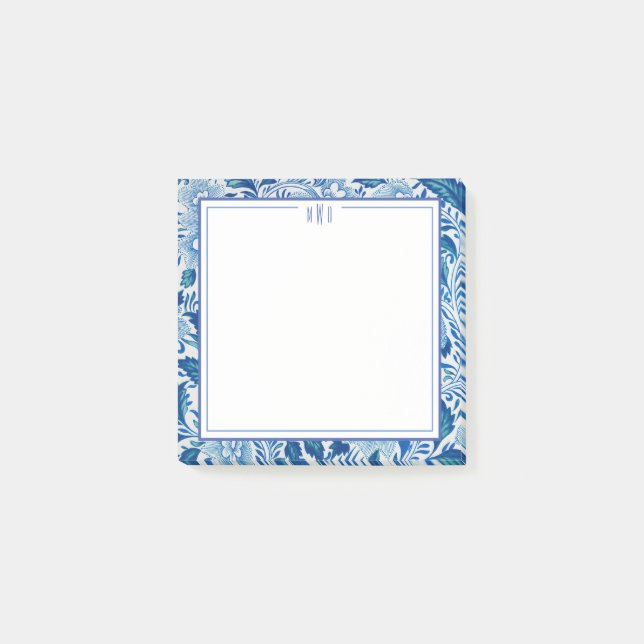 Blau und Weiß Chinoiserie Chic Post-its Post-it Klebezettel (Vorderseite)
