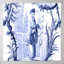 Blau und Weiß Chinoiserie Chinesisch Oriental Poster