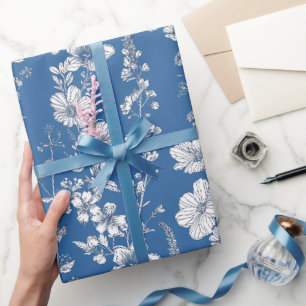 Blau und Weiß Chinoiserie Dekoupage Geschenkpapier