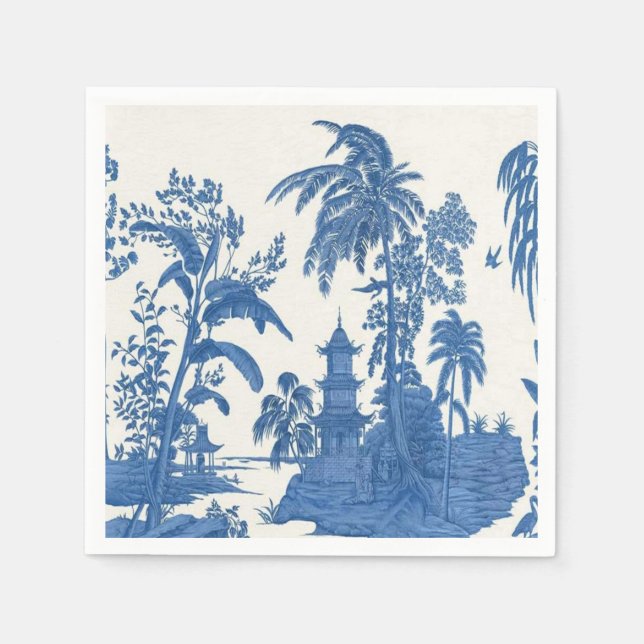 Blau und Weiß Chinoiserie Dekoupage Serviette (Vorderseite)