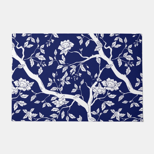 Blau und Weiß Chinoiserie Door Mat Fußmatte (Vorderseite)