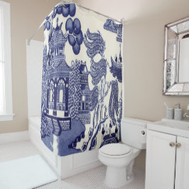 Blau und Weiß Chinoiserie Duschvorhang