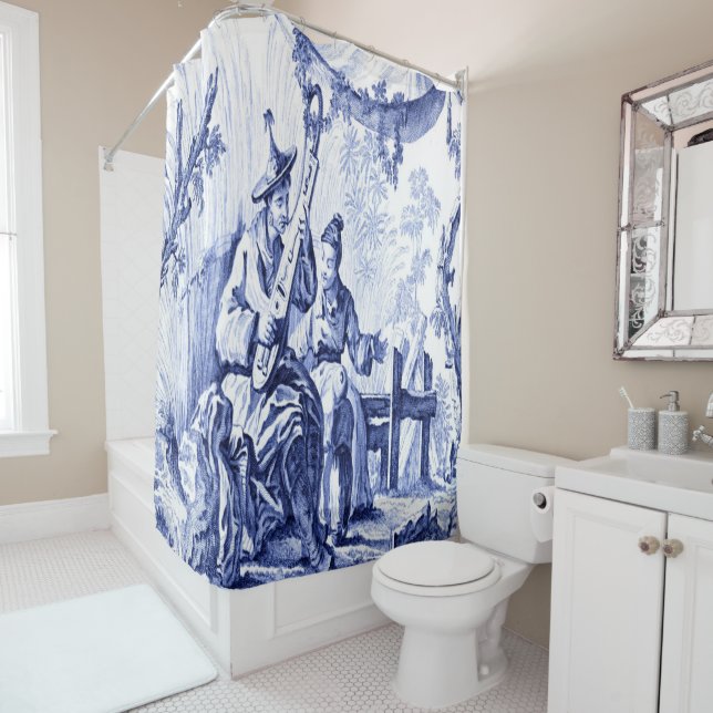 Blau und Weiß Chinoiserie Duschvorhang (Beispiel)