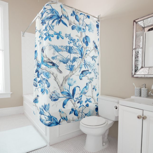 Blau und Weiß Chinoiserie Duschvorhang (Beispiel)