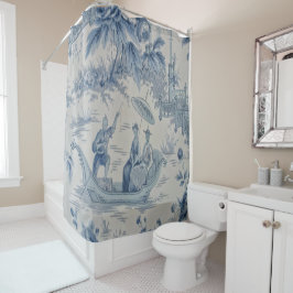 Blau und Weiß Chinoiserie Duschvorhang