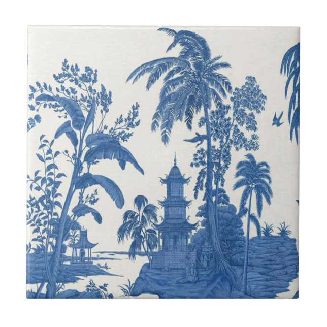 Blau und Weiß Chinoiserie Fliese (Vorderseite)