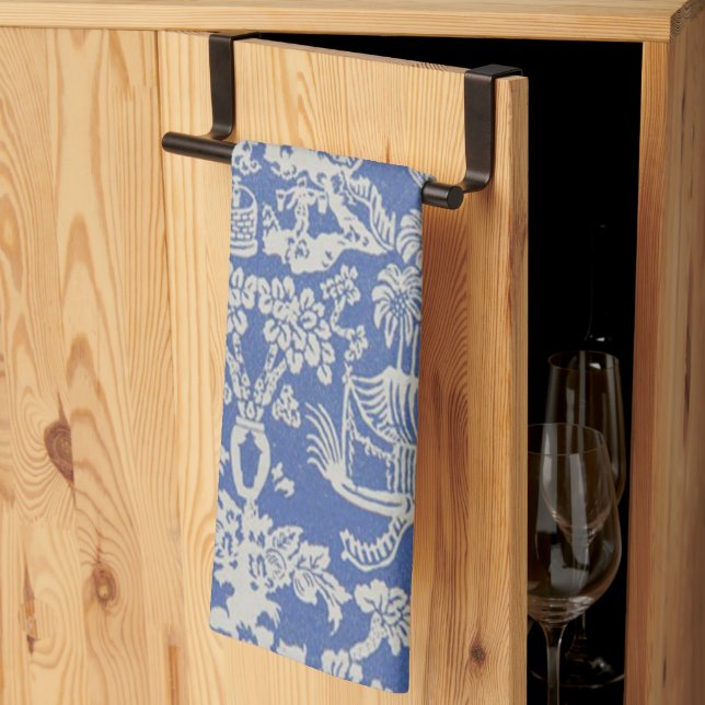 Blau und Weiß Chinoiserie Geschirrtuch (Drittel gefaltet)