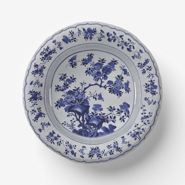 Blau und Weiß Chinoiserie Imitate China Pappteller (Vorderseite)