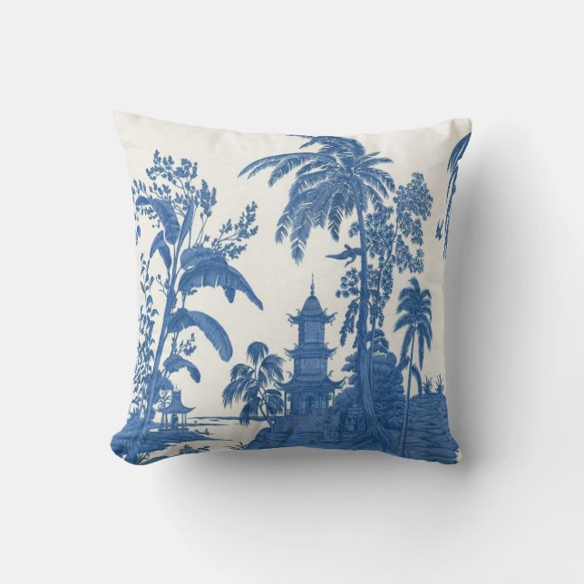 Blau und Weiß Chinoiserie Kissen Kissen (Vorderseite)