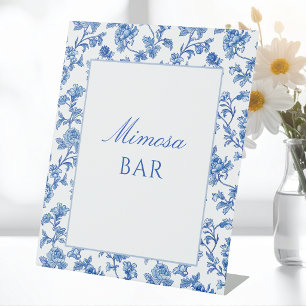 Blau und Weiß Chinoiserie Mimosa Bar Sockelschild