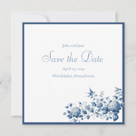 Blau und Weiß Chinoiserie Muster Save The Date