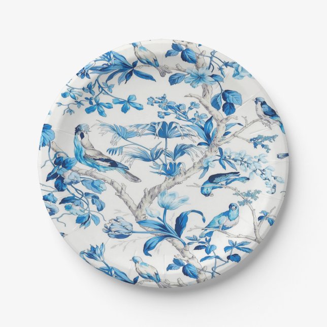 Blau und Weiß Chinoiserie Pappteller (Vorderseite)