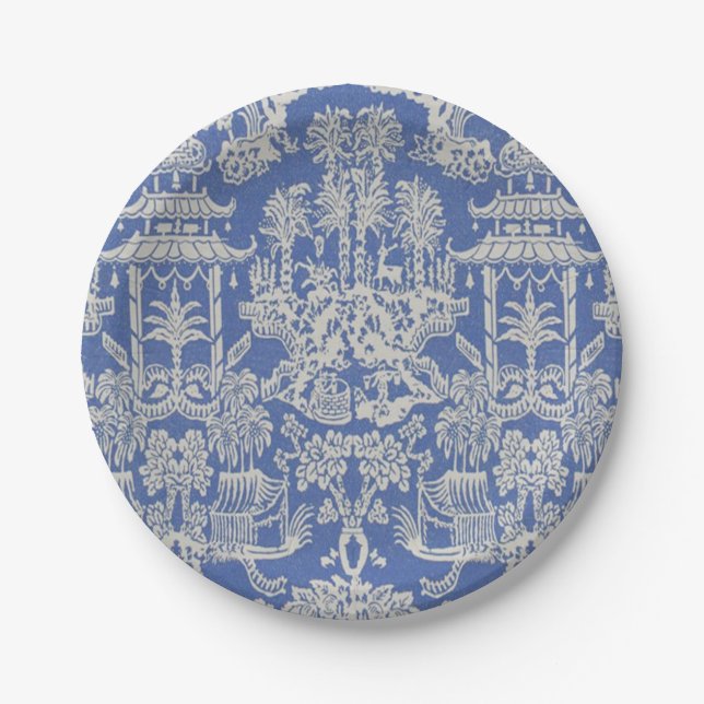 Blau und Weiß Chinoiserie Pappteller (Vorderseite)