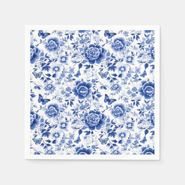 Blau und Weiß Chinoiserie Serviette (Vorderseite)