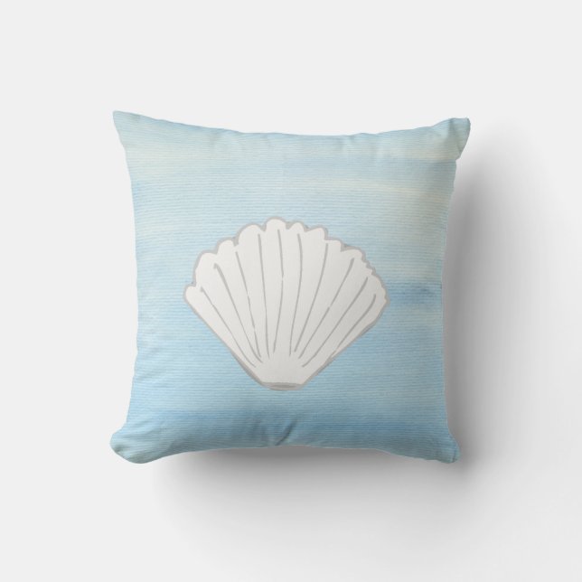 Blau und Weiß Clam Beach Kissen (Vorderseite)