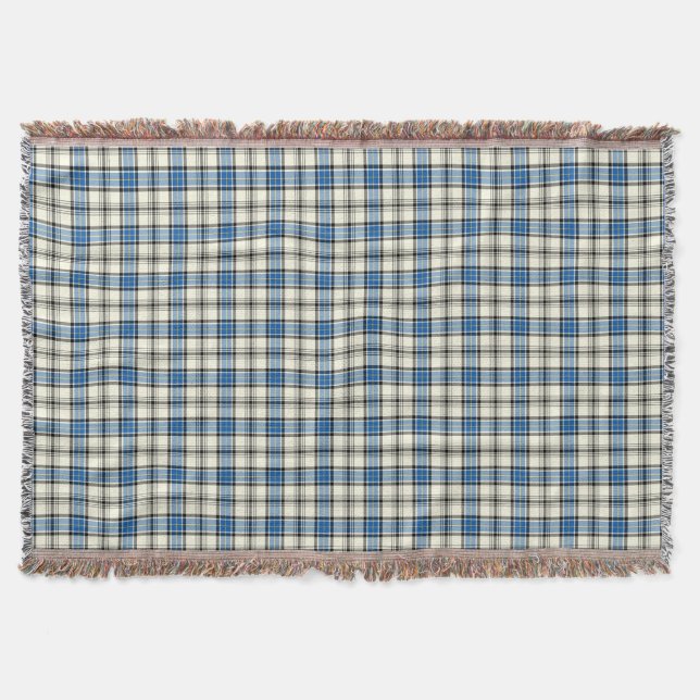 Blau und Weiß Clan Hannay Schottisch Kariert Decke (Vorderseite)